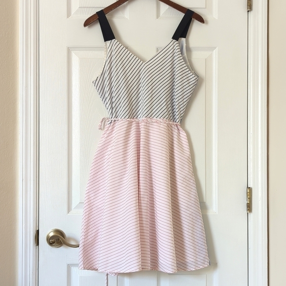 Joie Editha Striped Colorblock Sleeveless V-neck A-Line Mini Wrap Dress Medium - Picture 12 of 16